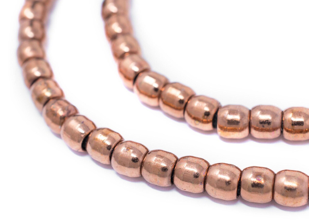 The Bead Chest Copper Miniature Padre Beads 6mm, Full Strand of Quality Metal Spacers for DIY Jewelry Design